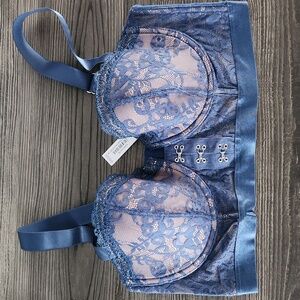 Adore Me Blue Temperance Contour Lace Lightly Lined Bustier Set